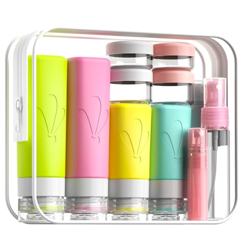 INSFIT 17 Pack Travel Bottles for Toiletries, TSA Approved 3oz 2oz Travel Size Toiletries, BPA Free Leak Proof Squeezable Silicone Tubes Travel Essentials for Shampoo Conditioner Lotion Soap - color: Multicolored