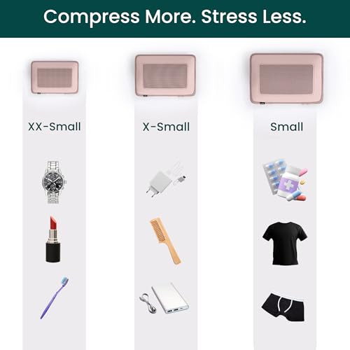 NOBL Travel Compressible Packing Cubes Set, 6 Pieces Travel Packing Organizers, Compression Luggage Cubes for Suitcases & Carry On, Space Saving (XXS, XS, S, M, L, XL) - Blush - color: Blush