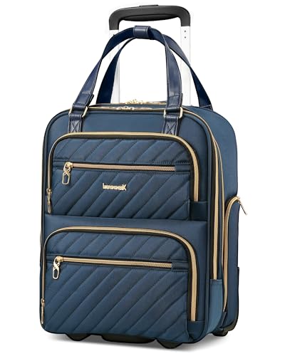 LUGGEX Underseat Carry On Luggage with Wheels, Stylish Lightweight Under Seat Luggage, Soft Sided Personal Item Suitcase for Short Trip (UX-Core, Blue, 16 Inch) - color: Blue, size: Underseat 16-inch