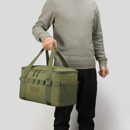 Tactical Camping Storage Bag 14L Tactical Utility Tote Bag Camping Cookware Organizer Trunk Organizer - color: OD Green
