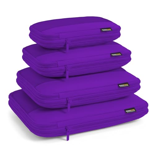 4 Piece Compression Packing Cubes for 3–7 Day Travel, Space Saving Travel Organizers with Breathable Mesh, Double-Zipper Packing Cubes for Carry-On & Suitcases (Lavender) - color: Lavender