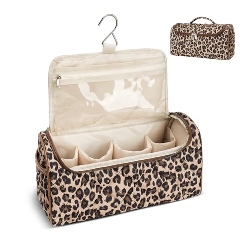 Quilted Hair Tools Travel Bag, Cute Portable Organizer Case with Hanging Hook, Compatible with Dyson Airwrap Styler,Hair Curler Accessories - color: Leopard Print