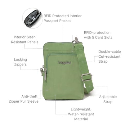 Baggallini Women's Securtex Anti-theft Activity Crossbody Bag - color: Moss