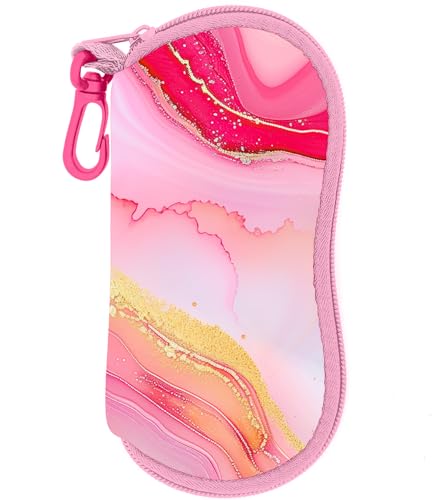 Sunglasses Case Soft Glasses Cases for Women Pouch Eyeglass Bag Eye Glass Kids Girls Sun Glasses Cute Kawaii - color: Marble Pink