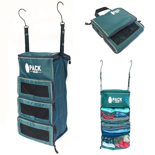 Pack Gear Hanging Carry-On Organizer - Our Standard Hanging Luggage Organizer Fits Any Carry On - Our Packing Cubes For Travel Use Mesh Windows to Make Finding Clothes Easy (Green, S) - color: Green, size: Small (Carry-On)