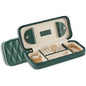 Bey-Berk Diamond-Quilted Leather Travel Jewelry Case, Green, 9" x 4" x 1.75" - color: Green