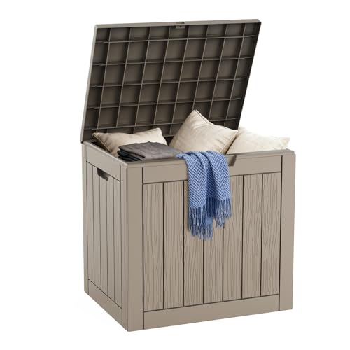 DRATO Deck Boxes, 30 Gallon Outdoor Storage Box for Patio Cushion, Garden Tools, Waterproof and UV Resistant, Lockable (Grey, 30 Gallon) - color: Gray, size: 30 Gallon