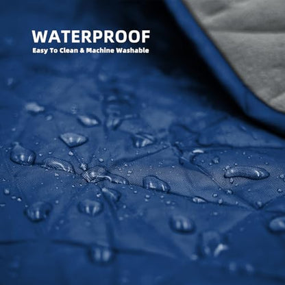Large Outdoor Waterproof Blanket Extra Thick Fleece Stadium Blanket for Camping, Car, Pet, Picnics - Windproof, Wearable, Machine Washable 80" x 58" (Dark Blue) - color: Dark Blue