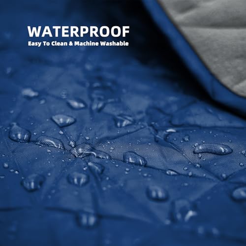 Large Outdoor Waterproof Blanket Extra Thick Fleece Stadium Blanket for Camping, Car, Pet, Picnics - Windproof, Wearable, Machine Washable 80" x 58" (Deep Blue,Hooded) - color: Hooded-deep Blue
