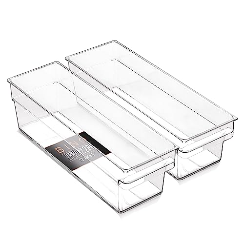 BINO | Plastic Storage Bins, Small - Shallow | THE HANDLER COLLECTION | Multipurpose Organizer Bins | Kitchen Pantry Organizers and Storage | Clear Containers for Organizing Home | Freezer Organizer - size: 2PK SHALLOW - SMALL - 12 x 4 x 4