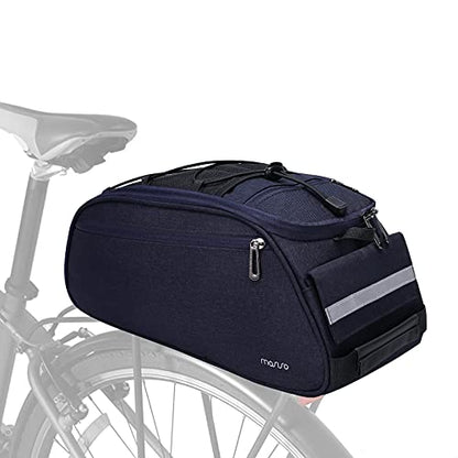 MOSISO Bike Rack Bag, Waterproof Bicycle Trunk Pannier Rear Seat Pouch Cycling Bike Carrier Backseat Storage Luggage Saddle Shoulder Bag - color: Navy Blue