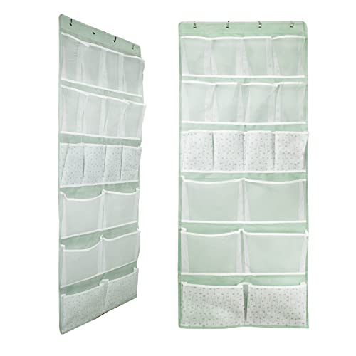 2 Pack-18 Pocekts Over the Door Shoes Organizer,Behind Door Hanging Storage Pocekt for Sock,Underwear,Hat,Handbag,Back of Door Hanging Shelf for Bedroom,Bathroom,Entryway,Storeroom,Pantry,Dorm,Nursery - style: Large-Green: Pack of 2