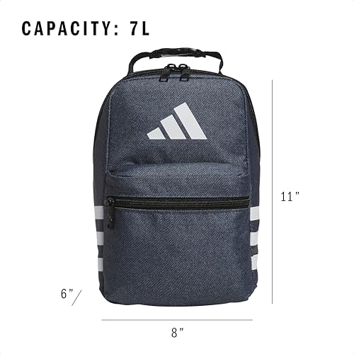 adidas Kids Santiago Lunch Bag – Insulated Cooler Lunchbox for Girls & Boys, 8L, Clear Sky Blue/White/3, One Size - color: Clear Sky Blue/White/3