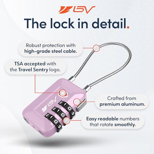 TSA Accepted Luggage Travel Lock, Set-Your-Own Combination Lock for School Gym Locker, Luggage Suitcase Baggage Locks, Filing Cabinets, Toolbox, Case (Purple, 2 Pack) - color: Purple, size: 2 Pack