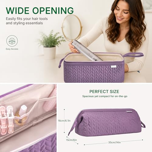 KarSyon Shark Flex Style Case for Dy son Airwrap Hair Dryer Brush Revlon Hair Tools Travel Bag Carrying Case Flat Curling Iron Organizer (Purple) - color: Purple