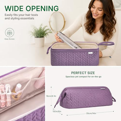 KarSyon Shark Flex Style Case for Dy son Airwrap Hair Dryer Brush Revlon Hair Tools Travel Bag Carrying Case Flat Curling Iron Organizer (Purple) - color: Purple