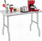 GlowSol Folding Stainless Steel Table 48 x 30 Inch, Heavy Duty Metal Foldable Prep/Work Table, 1100 LB Load Capacity, No Assembly, Portable Workbench for Kitchen, Laundry, Restaurant, Camping, Garage - size: 48x30 in