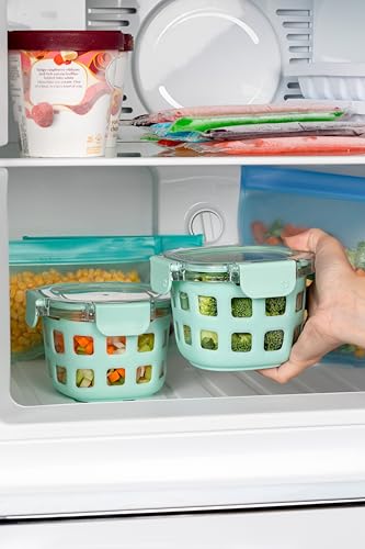 Ello Duraglass 2-Pack 2 Cup Reusable Glass Container Jar with Leak Proof Lids and Protective Silicone Sleeves | Perfect for Overnight Oats, Snacks, Yogurt | BPA-Free | Dishwasher Safe | Yucca - color: Yucca