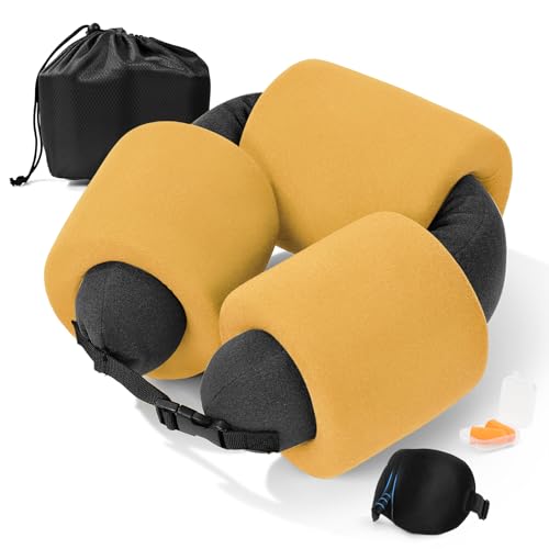 3-Ring Memory Foam Travel Neck Pillow It has obtained a Patent. The Three Rings can be movably Adjusted to Provide Flexible Support for The Neck, Head, and Other Areas.Yellow - color: Yellow