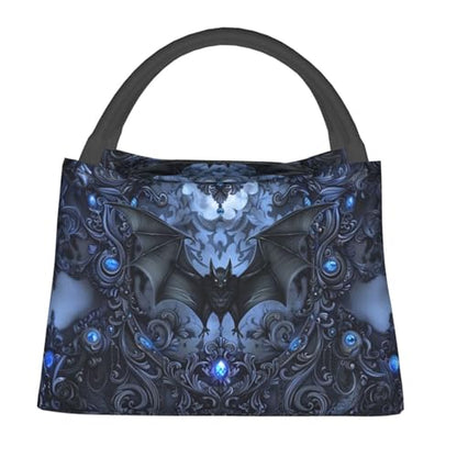Gothic Bat Lunch Bag for Women, Girls, Kids, Reusable Insulated Lunch Box for Work, Office, Picnic, Travel, School, Gifts - color: Gothic Bat
