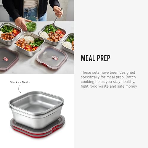BLACK + BLUM Lunch Box - Meal Prep Containers Reusable for Picnic & Camping - Microwavable Stainless Steel Lunch Dinner Food Storage Box with Leak Proof Lid - Dishwasher Oven Safe - Large Square 37oz - size: Large Square Box (1.4L)