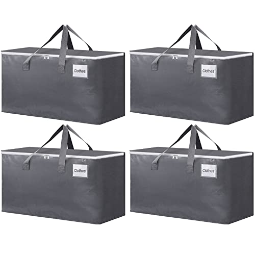 BlissTotes Large Moving Boxes and with Zippers & Handles Moving Supplies with lids, Heavy Duty Totes for Storage Bags for Space Saving, Fold Flat, Moving and Storing 93L, 4 Pack - size: 93L-4 Packs