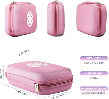 277PCS Compact Emergency First Aid Kit for Car Business Travel Size Backpacking Gear Bag Camping Essentials Survival Kit Supplies for Road Trips, Hiking, Outdoor Play Pink AMORNING - style: Pink-277Pcs