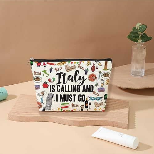 DJHUNG Italy Travel Cosmetic Bag - Italy Themed Gifts for Women, Friends, Sister, Bachelorette Party Favors, Girls Trip