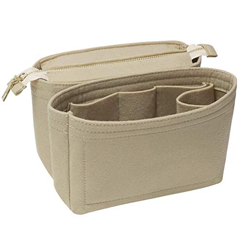 Bag Insert Organizer,2 Packs Insert Purse Organizer Fits For Neo Noe, Small Handbag Purse Neo Noe Organizer with Zipper for Women,Beige - color: Beige