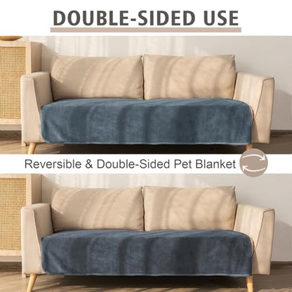 Ameritex Pet Bed Blanket Reversible 100% Waterproof Velvet Super Soft for Sofa and Bed - color: Blue+navyblue, size: 68x82 Inches
