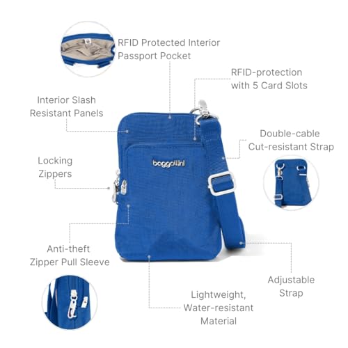 Baggallini Women's Securtex Anti-theft Activity Crossbody Bag - color: Lapis