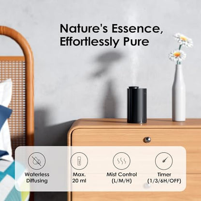 Airversa Waterless Essential Oil Diffuser Starter Kit with 2 x 30mL Fragrance Oil, Battery Operated Mini Scent Air Machine Portable Diffuser for Home Car Office Room, Black AN6 2 Packs Kit - color: A1 Black&black2