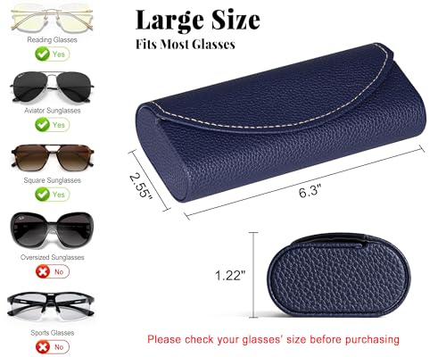 RayLove Ultimate Glasses Case Kit, Hard Shell Sunglasses and Eyeglass Case with Cleaning Cloth, Screwdriver, Ear Hooks - style: 1packdark Blue