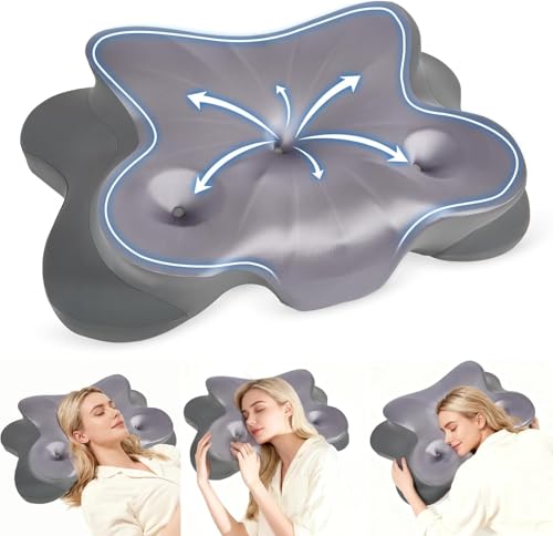 Cervical Pillow for Neck and Shoulder,Contour Memory Foam Pillow,Ergonomic Neck Support Pillow for Side Stomach Back Sleepers with Skin-Friendly Pillowcase - color: Gray