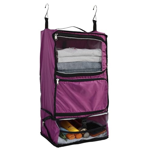 Surblue Hanging Shelves Travel Compression Packing Cube for Carry-on Luggage Suitcase Collapsible Transformable Garment Closet Organizers Large Capacity, Purple, XXL - color: Purple, size: XXL_14.96*11.47*22.83in