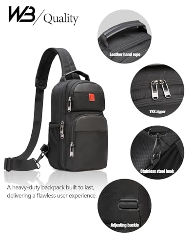 Crossbody Bag Men - Small Travel Sling Bag, Backpack Shoulder Bag | Water-Resistant Hiking Daypack, Adjustable Straps Chest Backpack