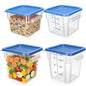 Lallisa 4 Pcs 8qt & 4qt Clear Food Storage Containers with Lids Handles and Scales, Stackable Plastic Square Food Storage Containers for Dough Proofing Baking Kitchen Restaurant(Blue) - color: Blue