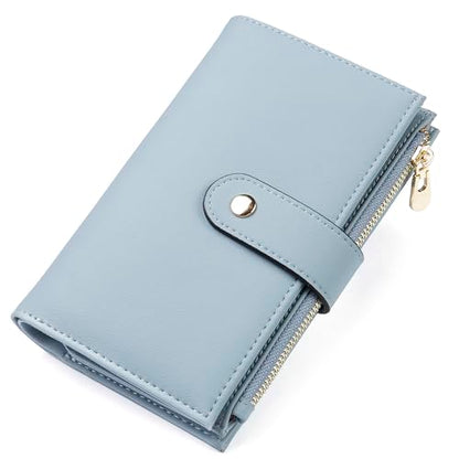 yiijay Womens Wallet RFID Blocking Vegan Leather Trifold Clutch Credit Card Holder Ladies Travel Wallet Purse with Pen Holder - color: 1 U Blue