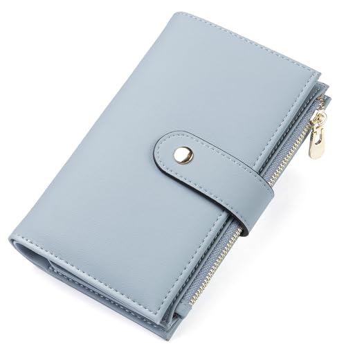 yiijay Womens Wallet RFID Blocking Vegan Leather Trifold Clutch Credit Card Holder Ladies Travel Wallet Purse with Pen Holder - color: 1 U Blue