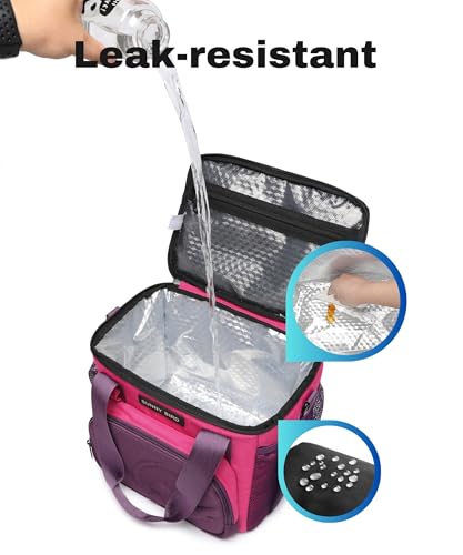 SUNNY BIRD 12L Large Insulated Lunch Bag, Leakproof and Foldable Lunch Cooler Box for Women Adult and Men, Fits 18 Cans (Purple) - color: Purple