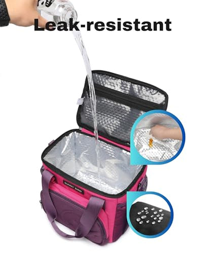 SUNNY BIRD 12L Large Insulated Lunch Bag, Leakproof and Foldable Lunch Cooler Box for Women Adult and Men, Fits 18 Cans (Purple) - color: Purple