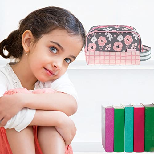 Stephen Joseph, Kids Toiletry Bag, Boys and Girls Toiletry Kit, Travel Bag - color: Charcoal Flower