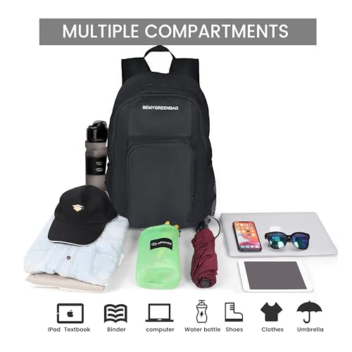 35L Foldable Waterproof Backpack For Outdoor Sports Travel Inside Wet Clothes Compartment Packable For Multiple - color: 3black
