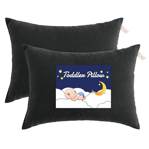 NTBAY Toddler Pillows, Down Alternative 13"x18" Pillow, Machine Washable - Soft and Breathable Travel Small Pillows for Sleeping, Ideal for Daycare, Crib, Cot, Black - color: Black, size: 13"x18"