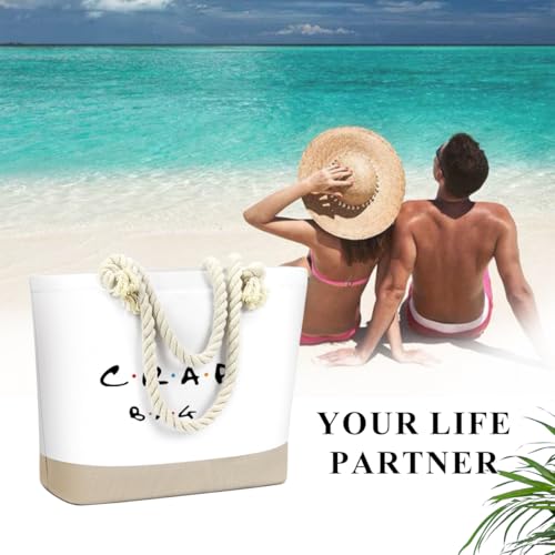 Fokongna Tote Bag For Women, Beach Bag Best Friend Travel Birthday Gifts, Travel Parties Vacation Shopping Essentials - color: Crap White
