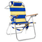 Backpack Beach Chairs for Adults Capacity 300 LBS high 5 Position Beach Chair with Pouch Straps Folding Lightweight Reclining Aluminum Wide Lay Flat Single - color: 17in Wood Yellow Blue Stripes 1 Pack