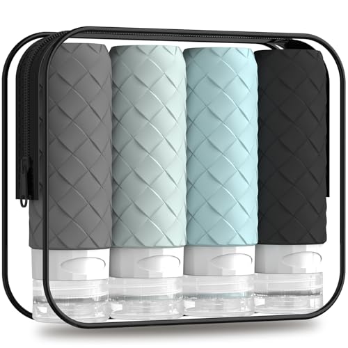 Silevoler Travel Bottles for Toiletries, TSA Approved Silicone Travel Size Containers for Toiletries, BPA Free Leak Proof Refillable Essentials Accessories, Shampoo and Conditioner Bottles (Gray) - color: Gray