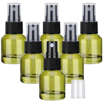 Segbeauty 6pcs 0.5oz Empty Small Travel Spray Bottle for Hair, Refillable Mini Glass Spray Bottles for Perfume, 15ml Green Fine Mist Atomizer Cologne Travel Bottle Sprayer, Liquid Containers Bottles - size: 0.5 fl oz