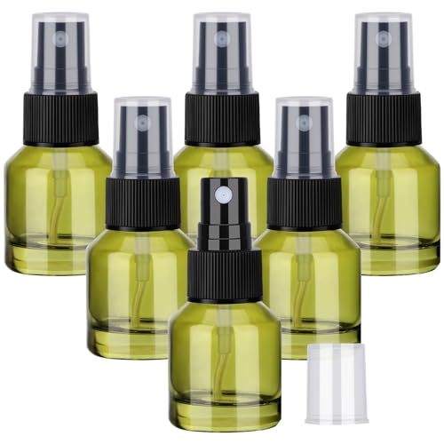 Segbeauty 6pcs 0.5oz Empty Small Travel Spray Bottle for Hair, Refillable Mini Glass Spray Bottles for Perfume, 15ml Green Fine Mist Atomizer Cologne Travel Bottle Sprayer, Liquid Containers Bottles - size: 0.5 fl oz