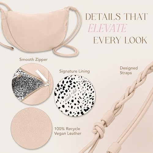 Mali&Lili Hobo Shoulder Bag for Women, Aria Convertible Crossbody Bags for Women, Vegan Leather purses, Shoulder Handbags - color: Sand